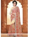 Faux Georgette Cream Patch Border Work Saree