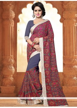 Faux Georgette Resham Work Classic Designer Saree