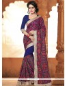 Patch Border Work Navy Blue Designer Saree