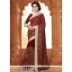 Faux Georgette Maroon Classic Designer Saree