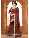 Faux Georgette Maroon Classic Designer Saree