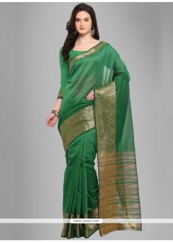 Green Chanderi Cotton Casual Saree