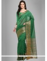 Green Chanderi Cotton Casual Saree