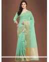 Chanderi Cotton Sea Green Woven Work Casual Saree