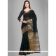 Chanderi Cotton Black Woven Work Casual Saree