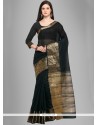 Chanderi Cotton Black Woven Work Casual Saree