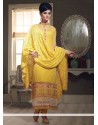 Yellow Georgette Embroidery Churidar Suit
