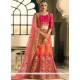 Art Raw Silk Orange And Pink A Line Lehenga Choli