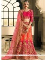 Art Raw Silk Orange And Pink A Line Lehenga Choli