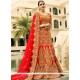 Red Art Dupion Silk A Line Lehenga Choli