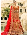 Red Art Dupion Silk A Line Lehenga Choli