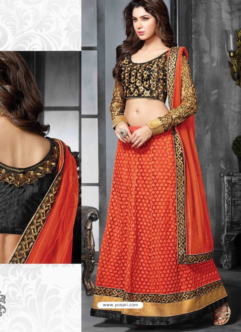 Navratri Special Black and Orange Designer Lehenga Choli – Sulbha Fashions