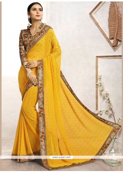 Faux Georgette Yellow Casual Saree