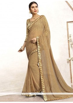 Beige Patch Border Work Faux Georgette Casual Saree