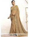 Beige Patch Border Work Faux Georgette Casual Saree