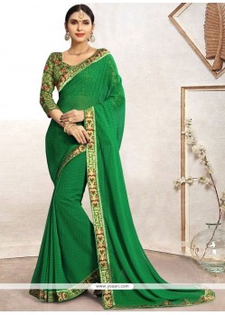 Patch Border Work Green Casual Saree