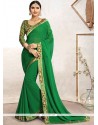 Patch Border Work Green Casual Saree