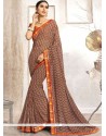 Grey Patch Border Work Faux Georgette Casual Saree