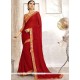 Patch Border Faux Georgette Casual Saree In Maroon