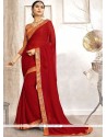 Patch Border Faux Georgette Casual Saree In Maroon