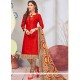 Cotton Red Churidar Suit