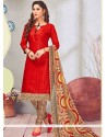 Cotton Red Churidar Suit