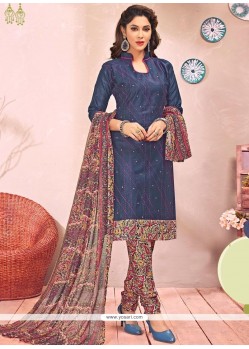 Print Work Cotton Churidar Suit