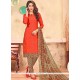 Orange Cotton Churidar Suit