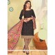 Cotton Black Print Work Churidar Suit