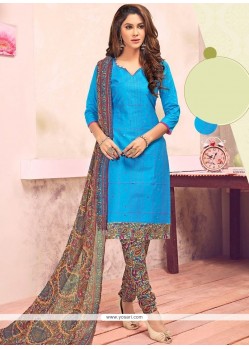 Blue Print Work Churidar Suit