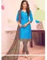 Blue Print Work Churidar Suit