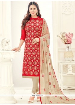 Chanderi Cotton Resham Work Churidar Suit