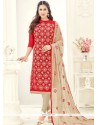 Chanderi Cotton Resham Work Churidar Suit