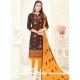 Brown Chanderi Cotton Churidar Suit