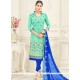 Chanderi Cotton Blue Churidar Suit