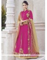 Hot Pink Art Silk Floor Length Anarkali Suit