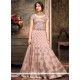 Resham Work Pink Net Floor Length Anarkali Suit