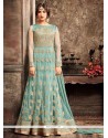 Net Resham Work Floor Length Anarkali Suit