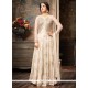 Resham Work White Floor Length Anarkali Suit