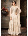 Resham Work White Floor Length Anarkali Suit