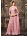 Lace Work Net Pink Floor Length Anarkali Suit