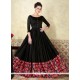 Black Print Work Cotton Satin Floor Length Anarkali Suit