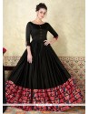 Black Print Work Cotton Satin Floor Length Anarkali Suit