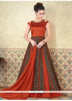 Cotton Satin Print Work Floor Length Anarkali Suit