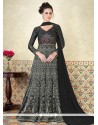 Black Cotton Satin Floor Length Anarkali Suit