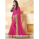 Hot Pink Patch Border Work Traditional Designer Saree