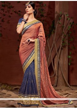 Faux Georgette Embroidered Work Designer Half N Half Saree