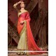 Faux Chiffon Embroidered Work Half N Half Designer Saree