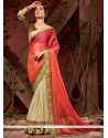 Faux Chiffon Embroidered Work Half N Half Designer Saree