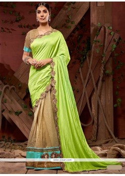 Embroidered Work Half N Half Designer Saree